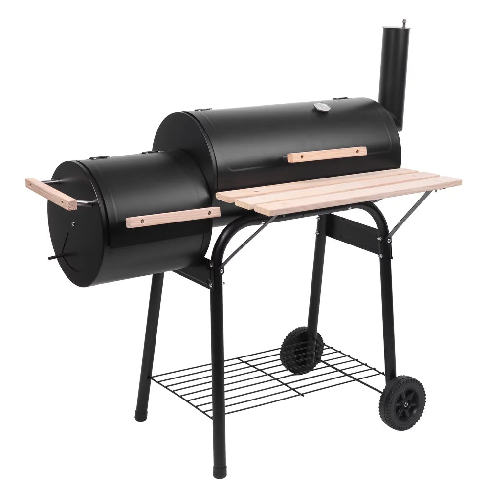 Charcoal BBQ Grill with Wheels and Storage Holder, 28 Inch G592755