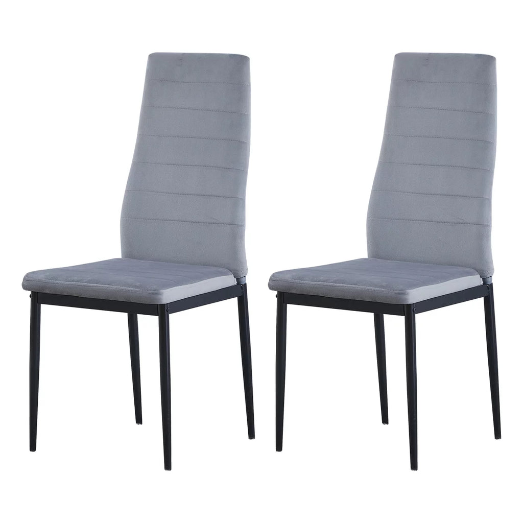 Set of 4 Gray Velvet Upholstered Dining Chairs E7283