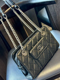 Quilted Calfskin Zip Shoulder Bag Black O558464