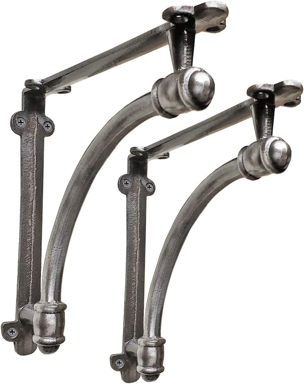 2 Pack Heavy Duty Rustic Black Iron Half Round Wall Shelf Bracket Q8338
