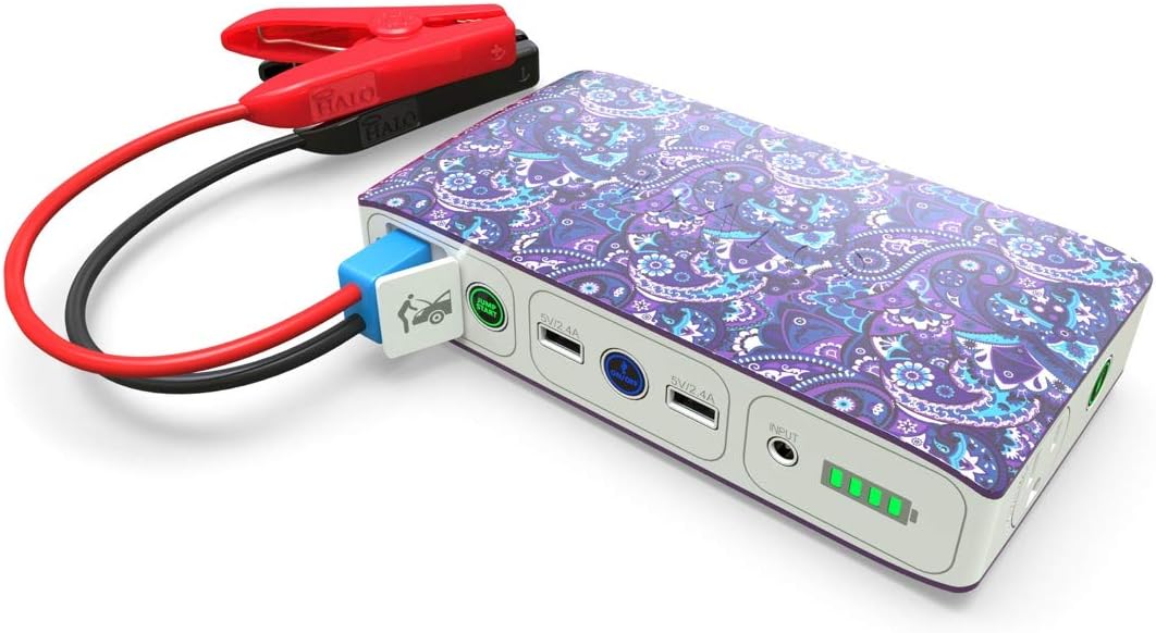 Black Graphite Portable Phone Laptop Charger Car Jump Starter with AC Outlet and Car Charger W248