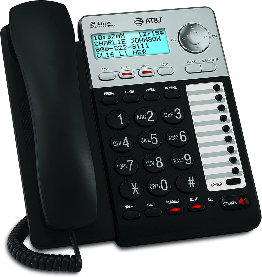 2-Line Corded Telephone with Digital Answering System and Caller ID/Call Waiting, Black/Silver H907