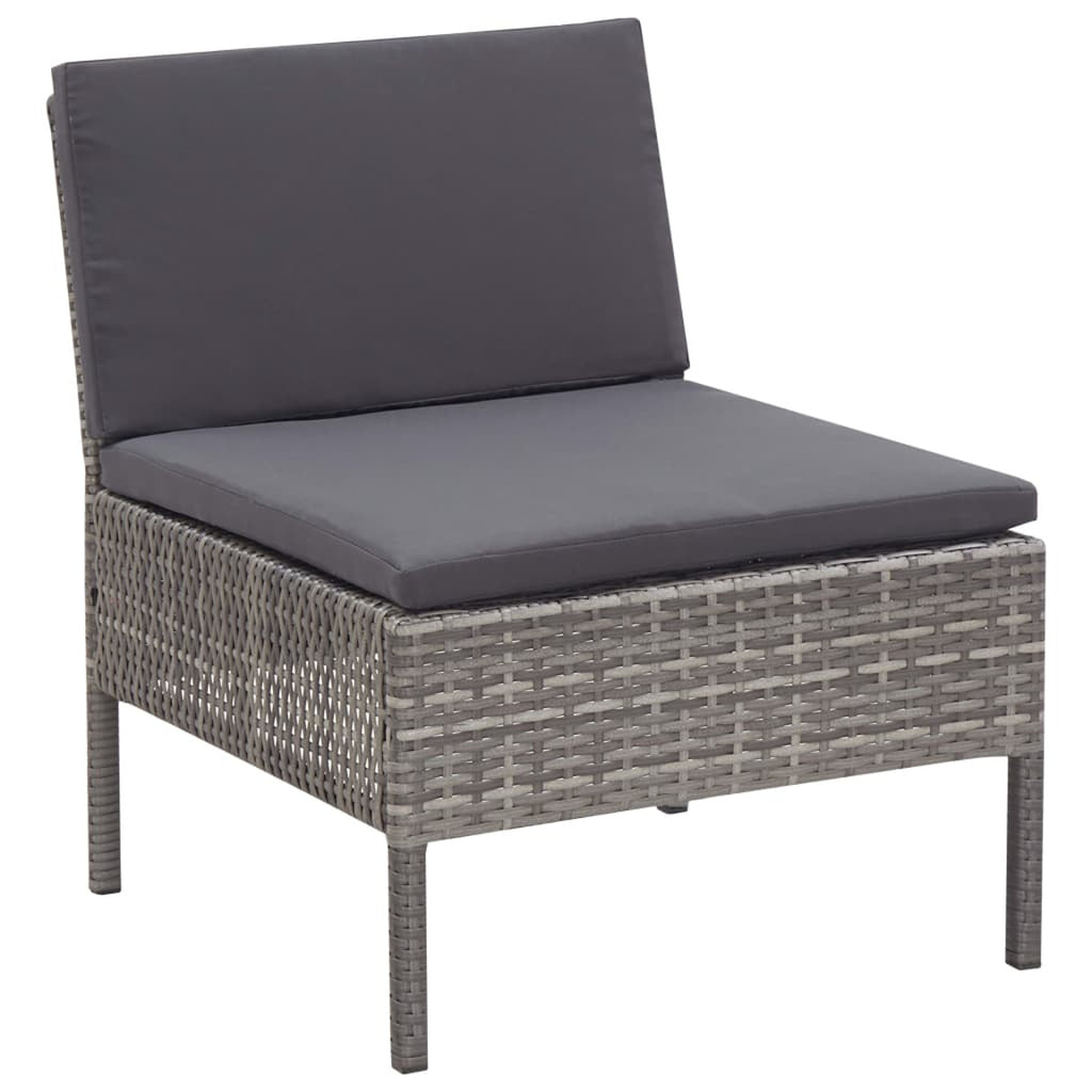 3 Piece Outdoor Sectional Sofa Set with Cushions Poly Rattan Steel Frame M131