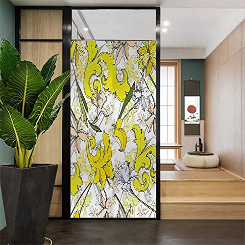 Floral Yellow Window Privacy Film, 17.7 inch by 23.6 inch C109
