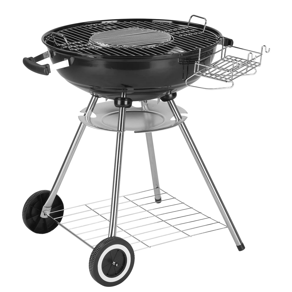 Charcoal BBQ Grill with Wheels and Storage Holder, 28 Inch G592755