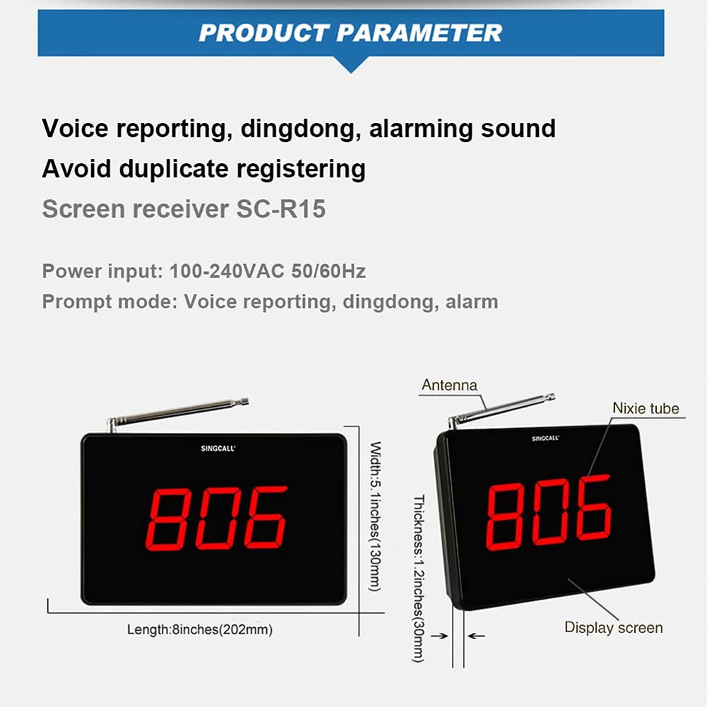 Wireless Calling System with 1 Display 10 Bells S1400