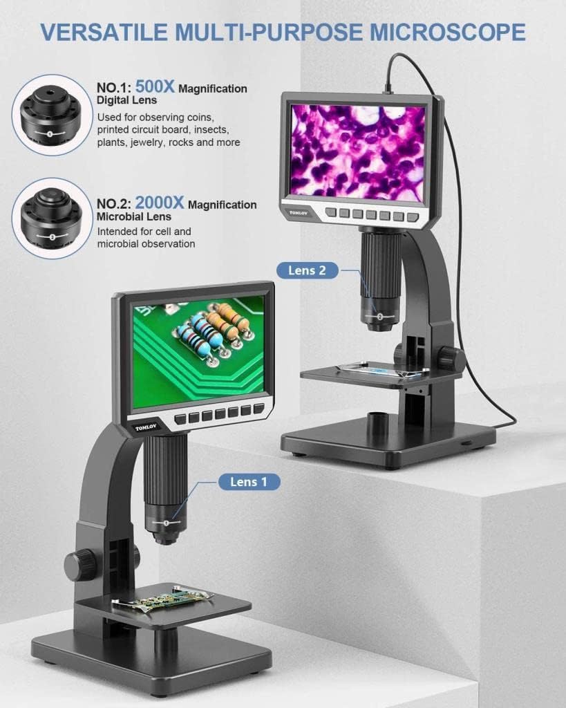 LCD Digital Microscope with 2000X Dual Lens, 7'' IPS Display, 12MP U553820