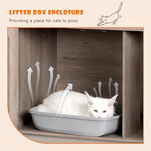 76.8-inch Wooden Cat Tree with Litter Box Enclosure and Scratching Post D295