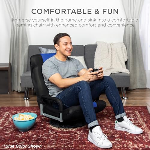 Swivel Gaming Chair 360 Degree Foldable Black/Blue D724