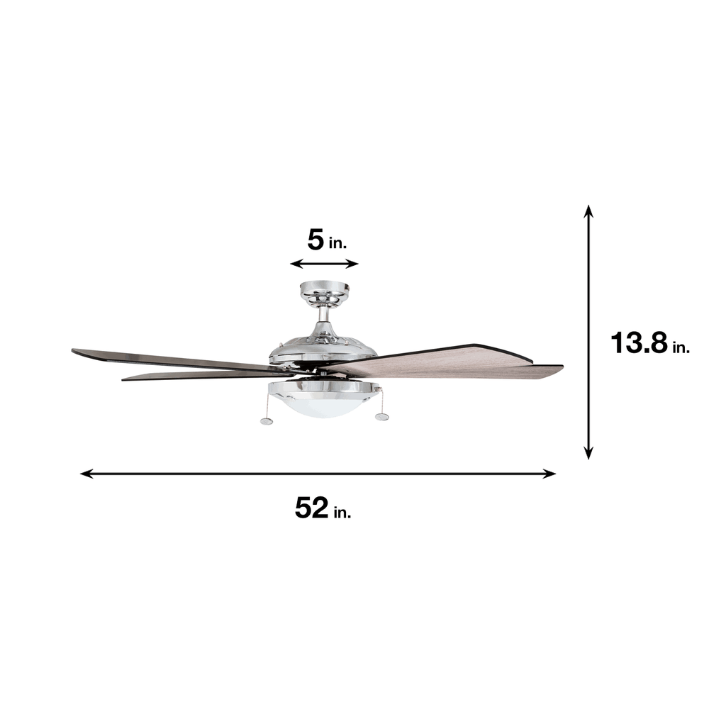Chrome Contemporary Rustic Ceiling Fan, 52 LED H554367
