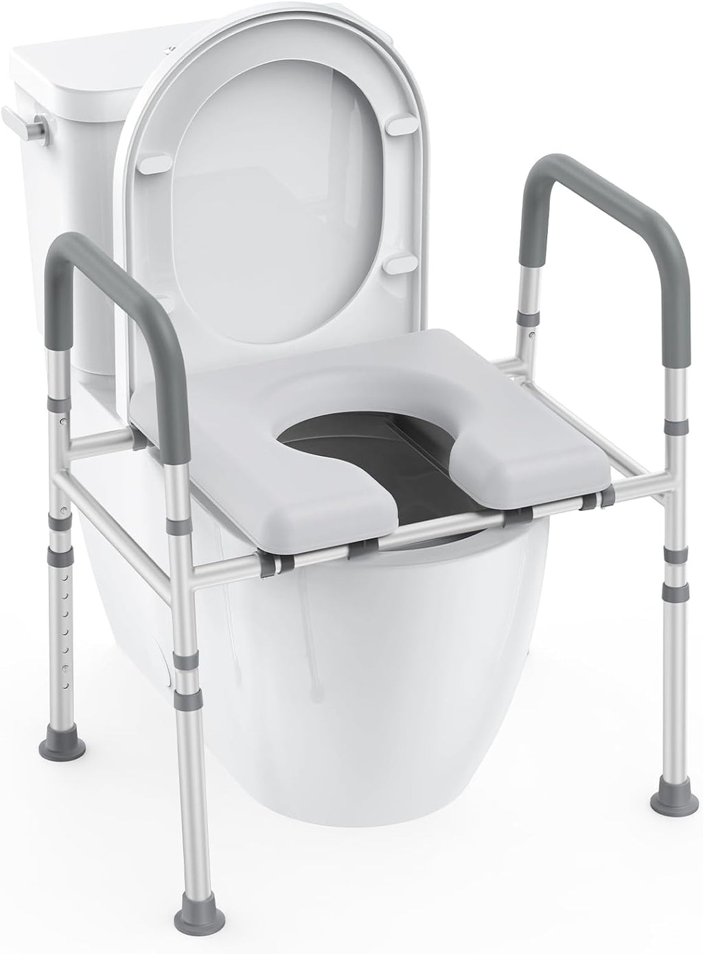 Raised Toilet Seat with Handles, Heavy Duty 400lb Adjustable Toilet Seat with Safety Frame F1925