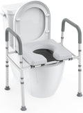 Raised Toilet Seat with Handles, Heavy Duty 400lb Adjustable Toilet Seat with Safety Frame F1925