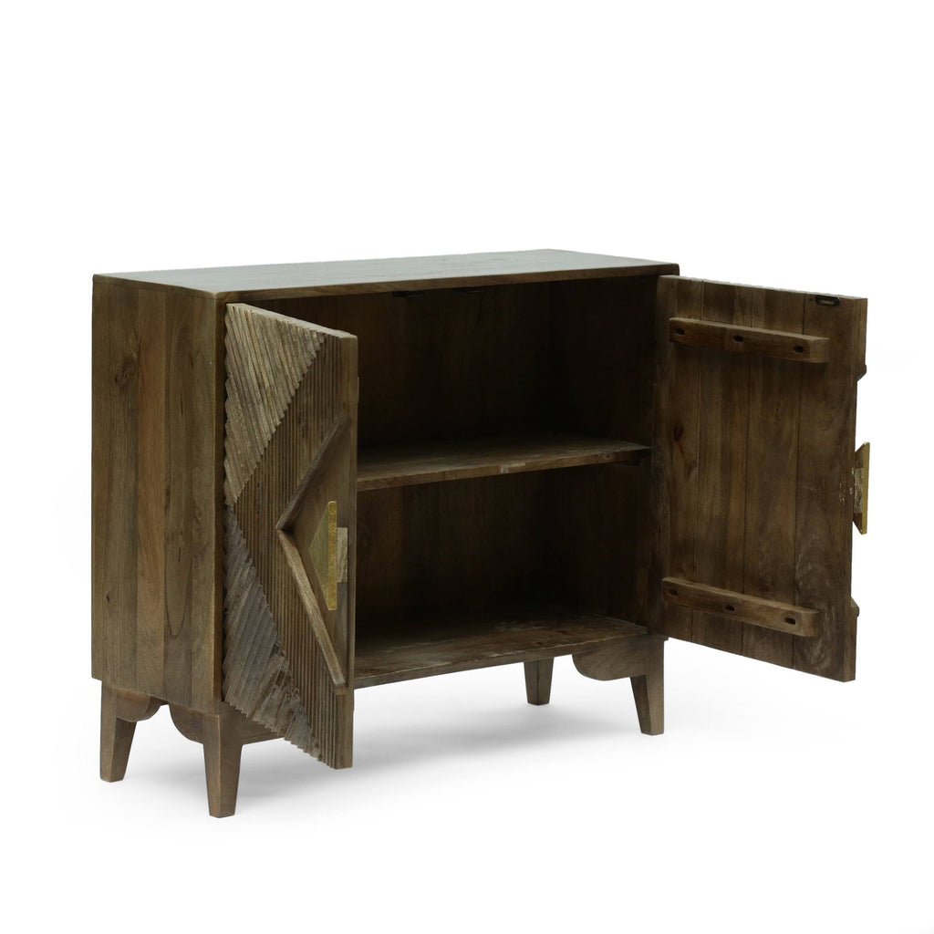 Light Gray 2 Door Mango Wood Cabinet G83164