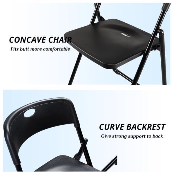 Black 4 Pack Plastic Stackable Folding Chair U96622