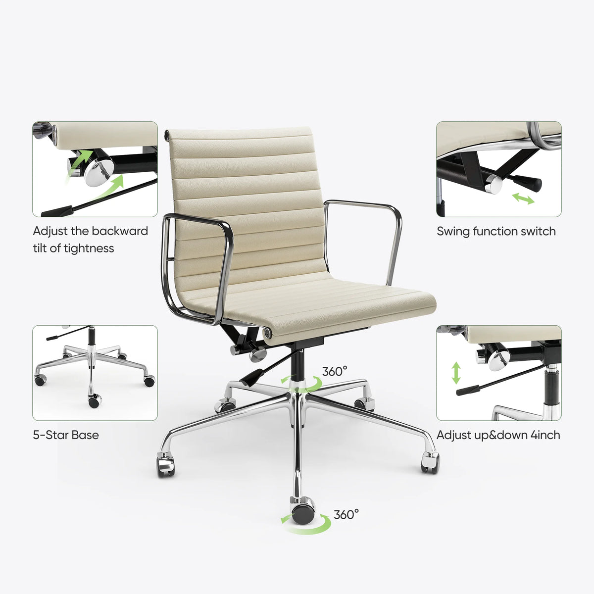White Ergonomic Leather Office Chair F78197