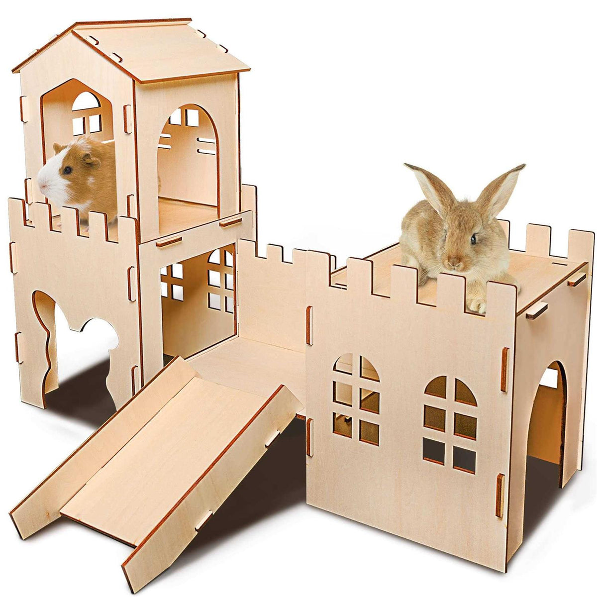 Extra Large Wooden Rabbit Castle Hideaway Tunnel and Bed I928423