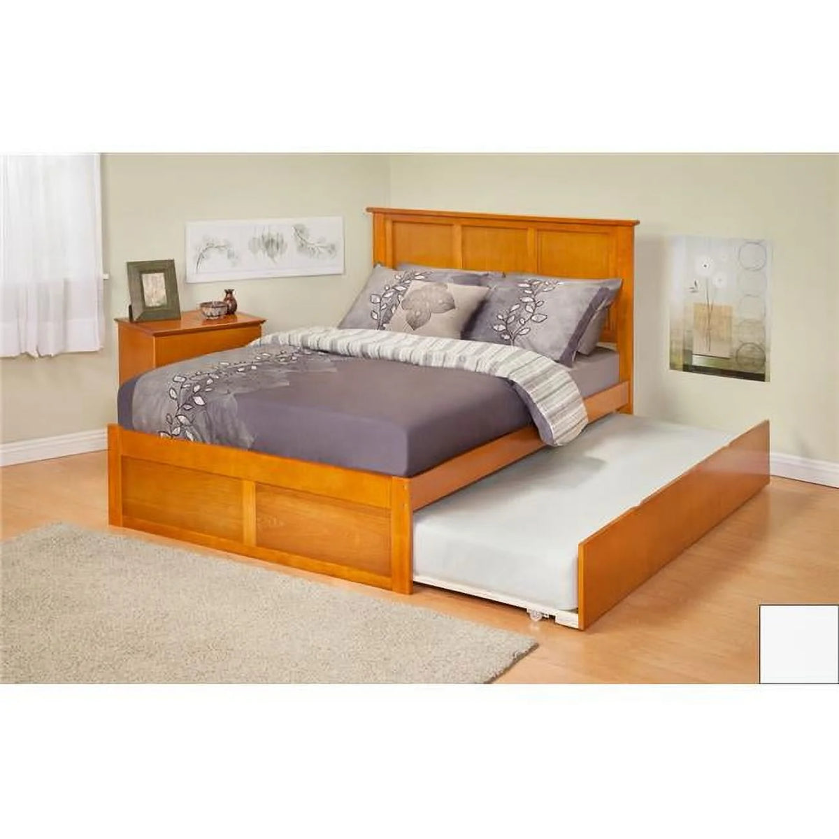 Twin Bed with Flat Panel Footboard and Trundle M4938