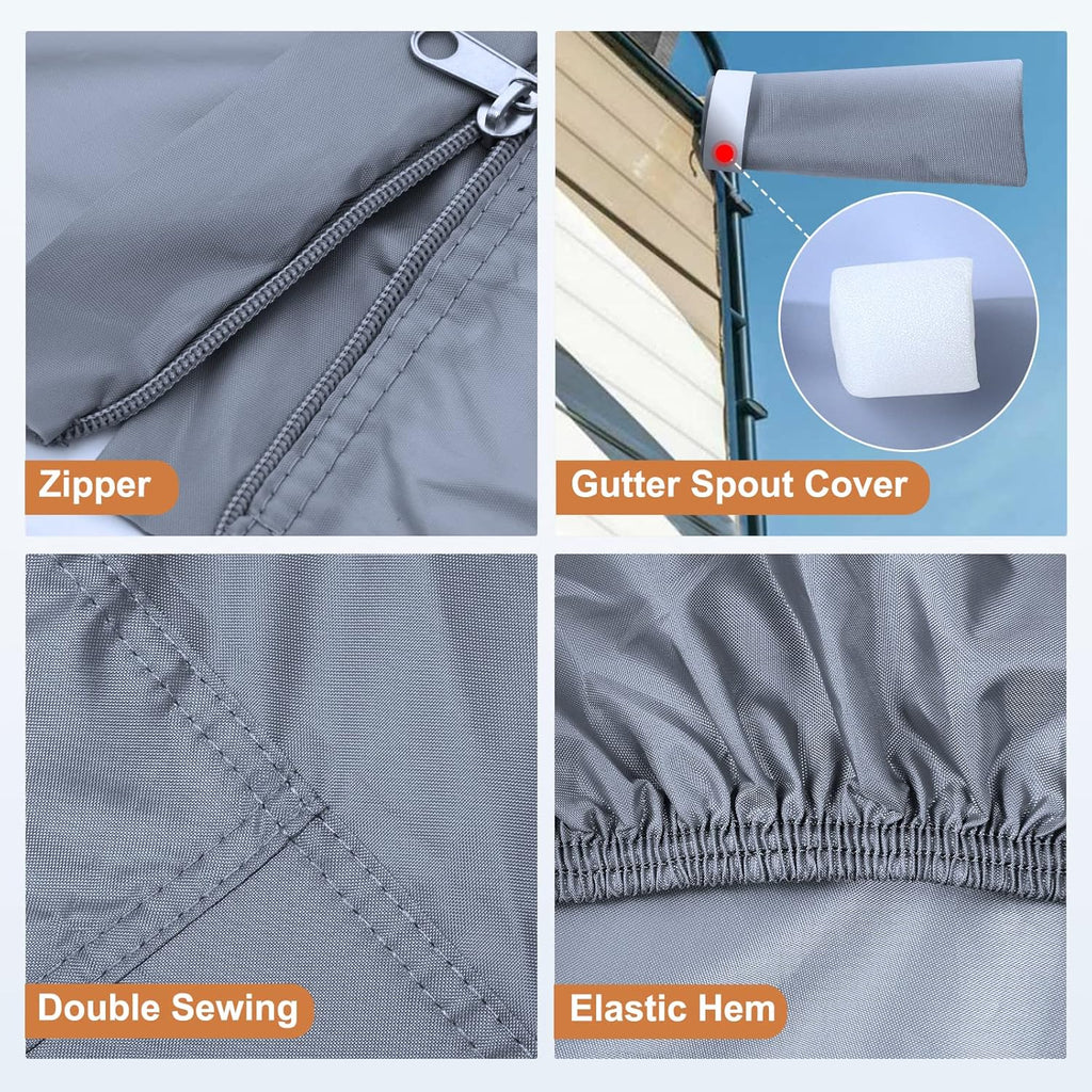 Windproof Waterproof Rip-Stop RV Cover for 23’-26’ Motorhome with 2Pcs Extra Long Straps & Gutter Covers U321