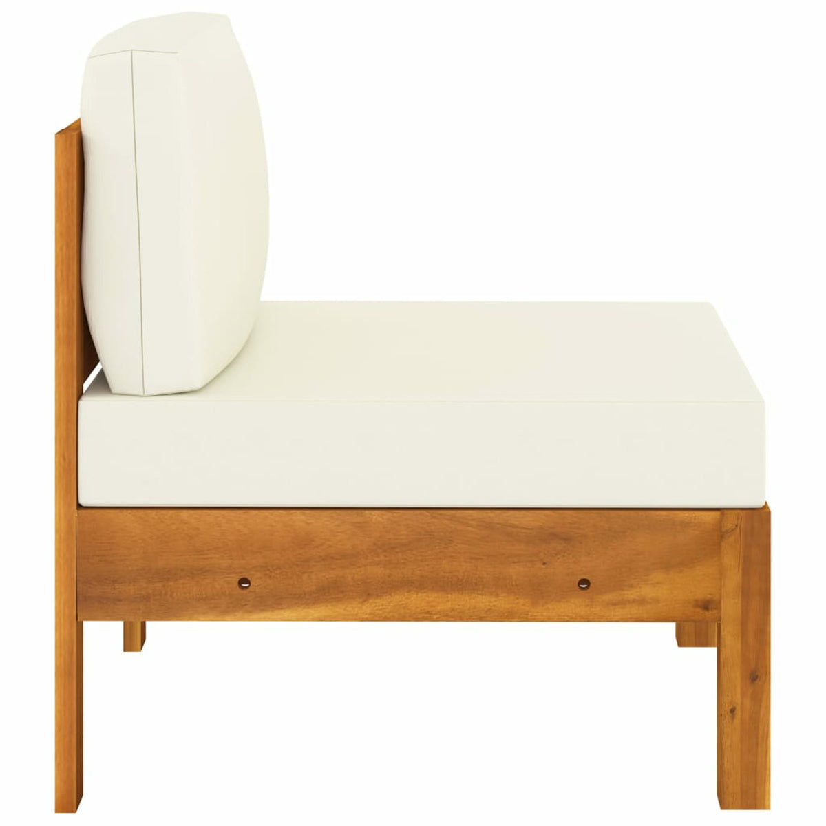 Solid Acacia Wood Sofa with White Cushions O81187