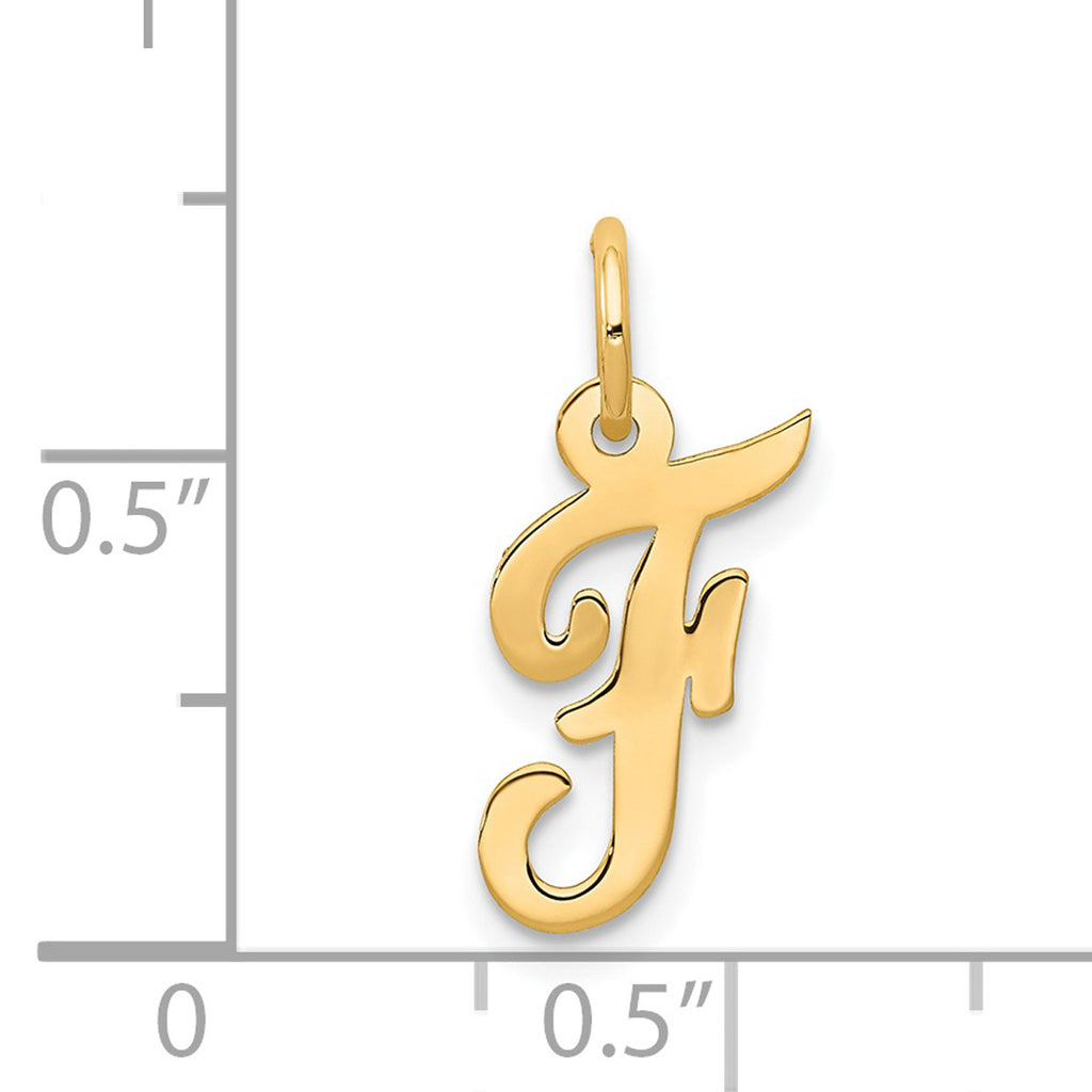 14K Yellow Gold Script Letter F Initial Pendant Charm With 10K Yellow Gold Rope Chain Necklace 20'' H472201
