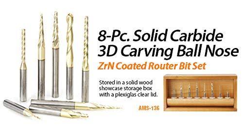 4-pc ZrN Coated 1/4x22 Shank Router Bit E2574