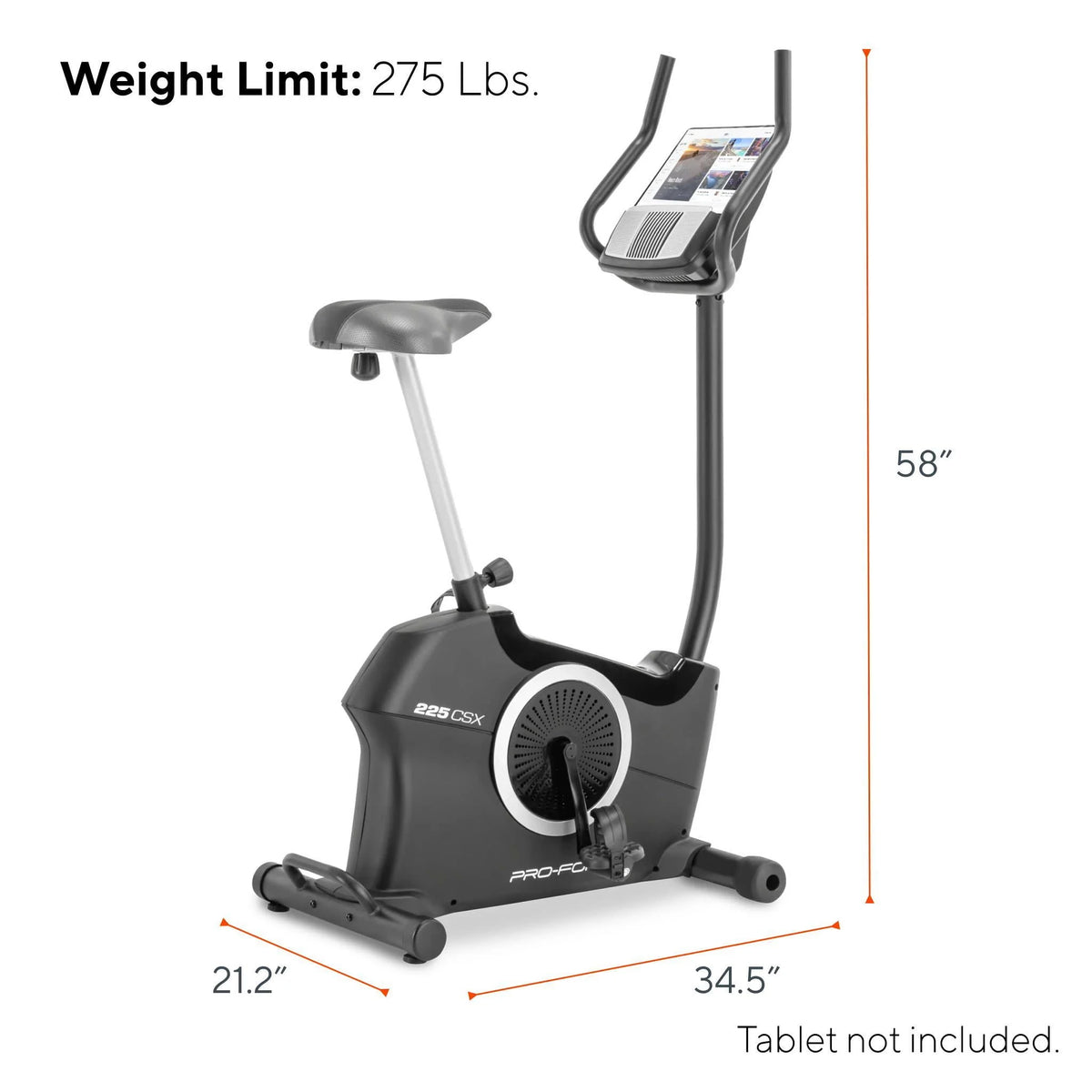 Recumbent Exercise Bike with Display and Tablet Holder T777360