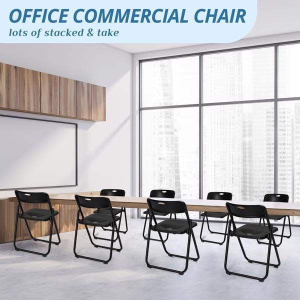 Black 4 Pack Plastic Stackable Folding Chair U96622