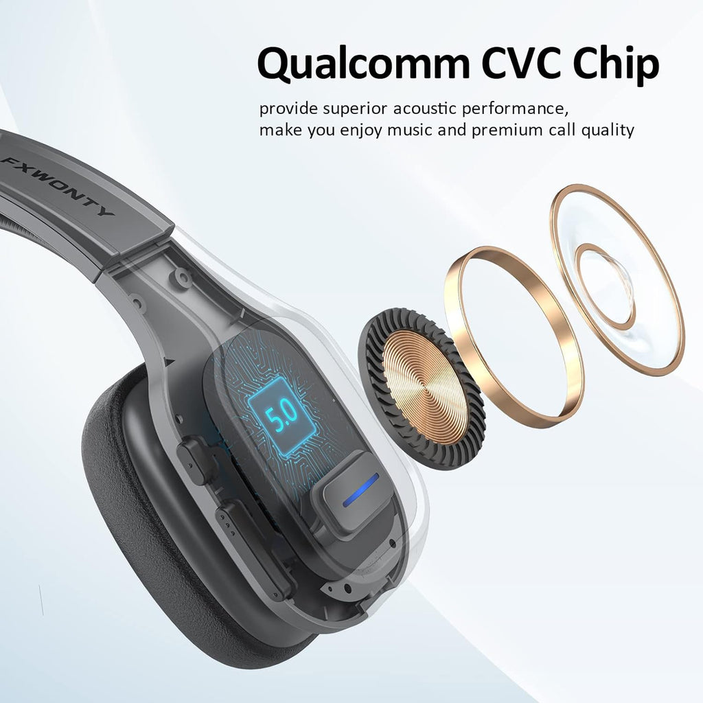 Bluetooth Headset with Microphone Noise Canceling, On-Ear Bluetooth 5.0 Multipoint Headphones, Pack of 2 Q54481