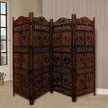 Carved Sun and Moon 4 Panel Room Divider I145