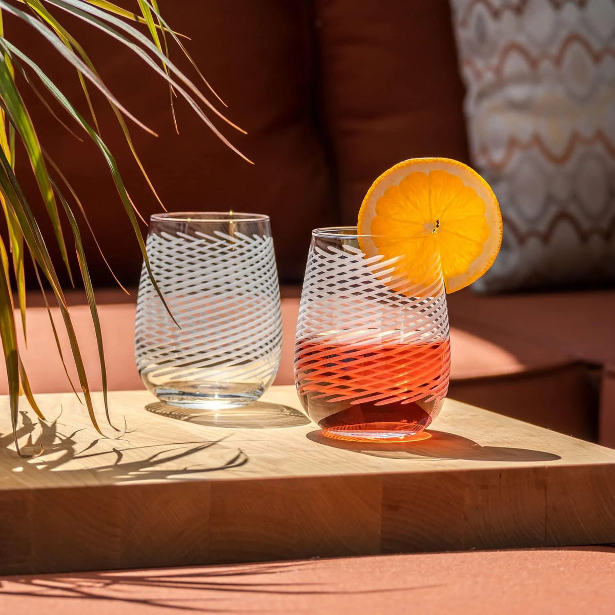 Stemless Wine Glasses Set Of 4 Lead-Free Glass I30368
