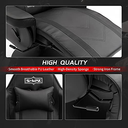 Black White X Large PU Leather Gaming Recliner Chair H911