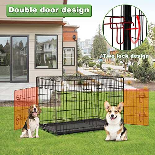 24-48 Inch Folding Wire Dog Crate with Double-Door K618