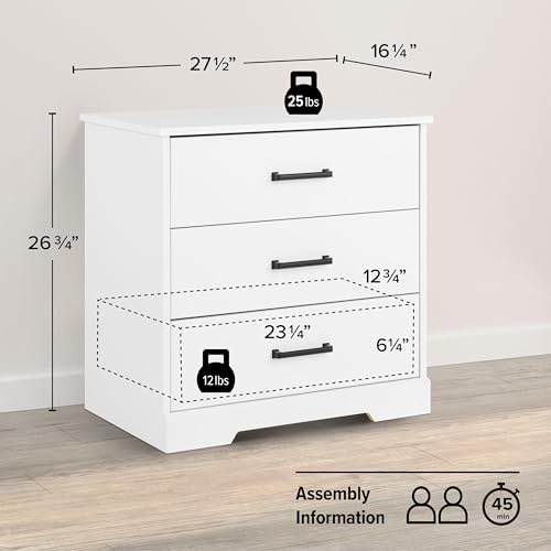 Black 3 Drawer Tall Nightstand A69971