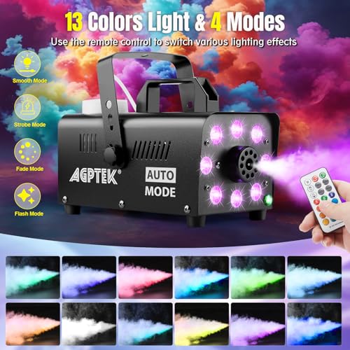Fog Machine with 13 Colorful LED Lights and Wireless Remote Controls J778941