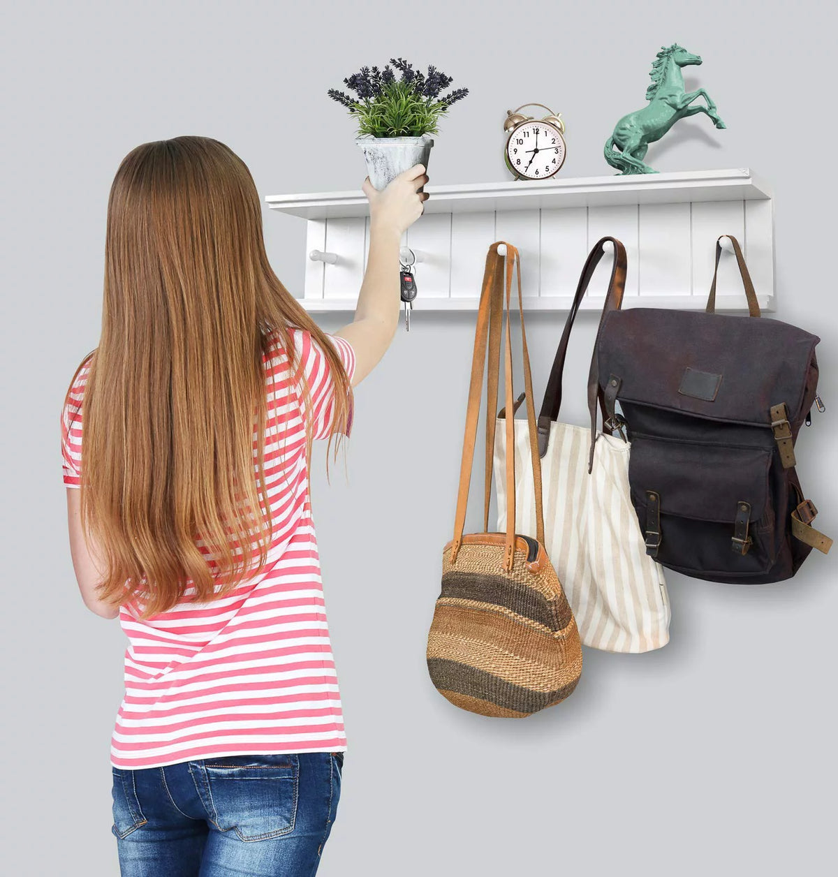 White MDF Wood Floating Shelf E78282
