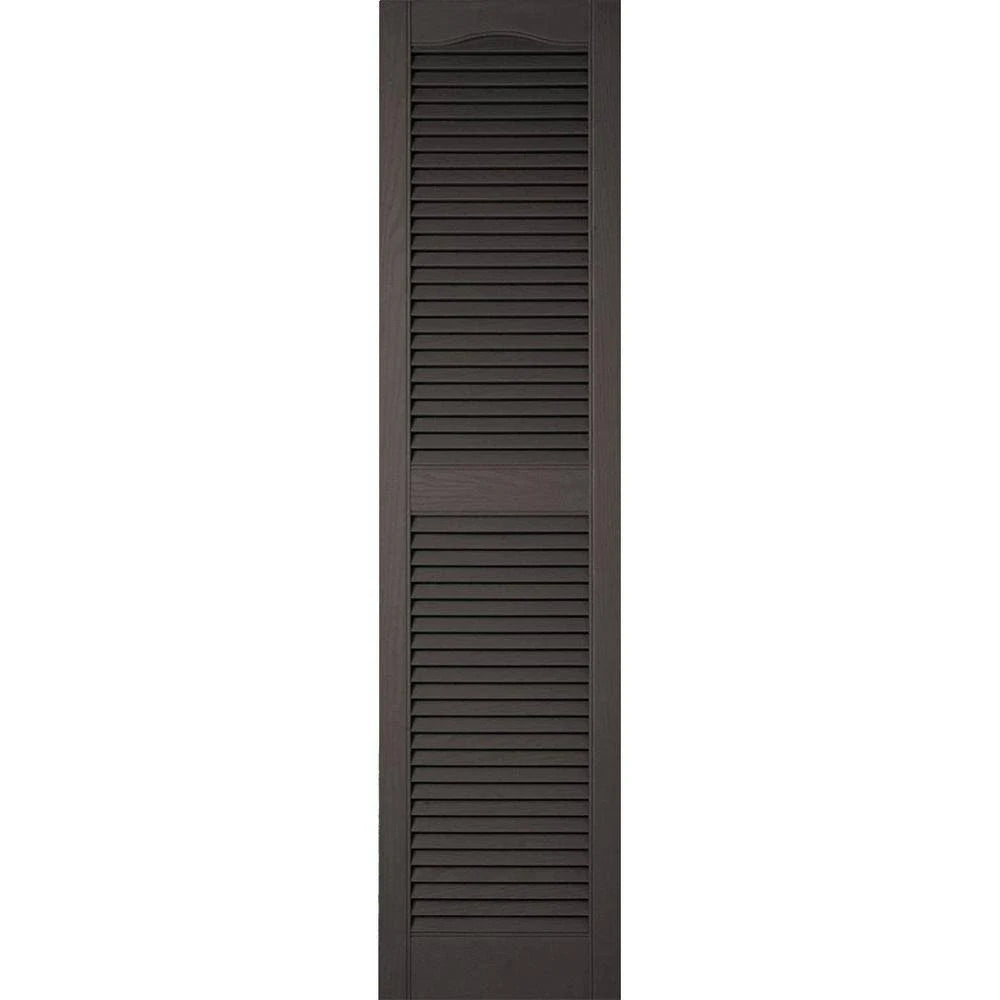 Custom Cathedral Top Center Mullion Open Louver Shutters with Shutter-Loks Per Pair F456318
