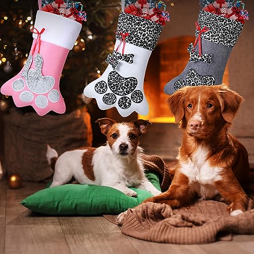 3 Pieces Pet Christmas Stockings Paw Pattern X226661