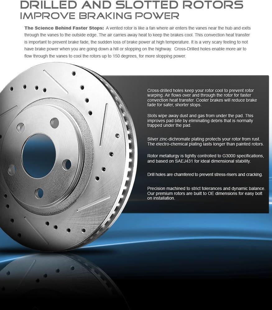 Drilled & Slotted Rotors + Ceramic Pads + Clips N684