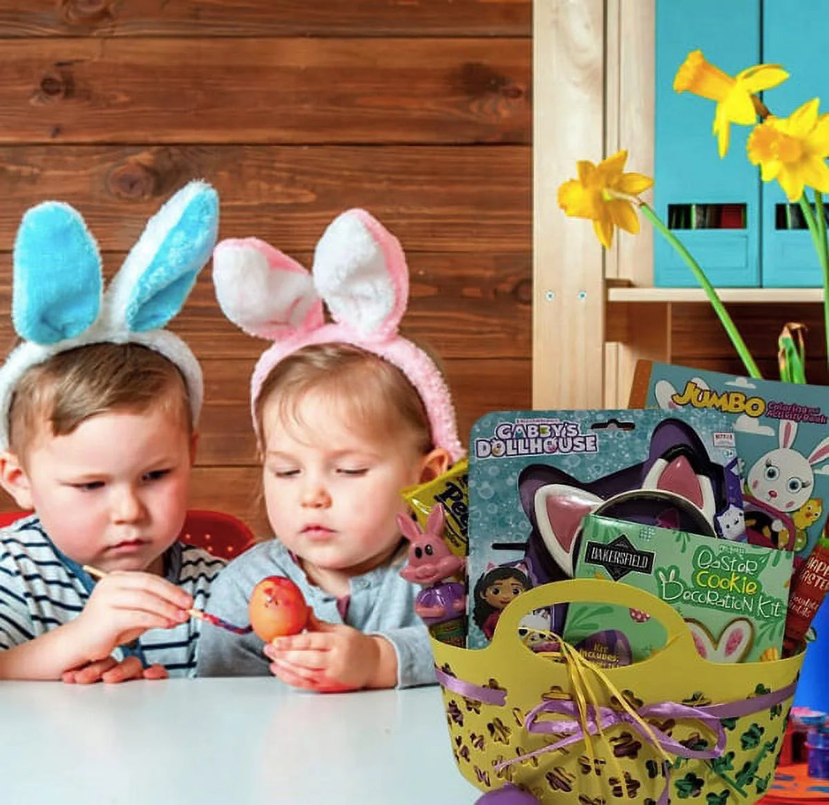 Easter Gift Basket with Coloring Book Candies & Bucket W35958