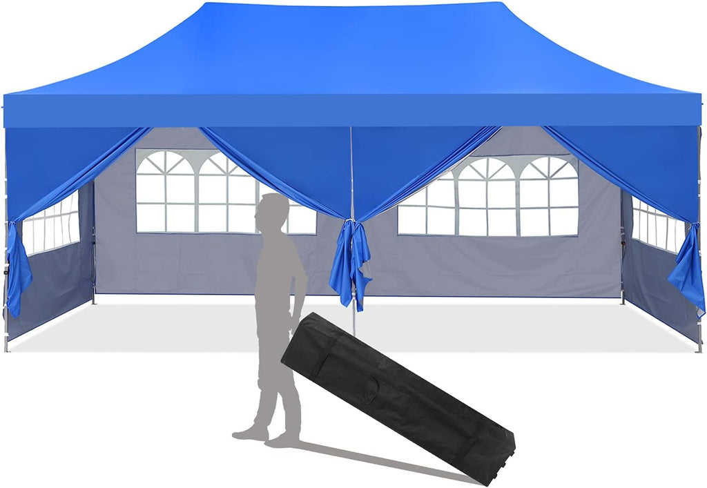 10x20 ft Pop up Canopy Tent with Removable Sidewalls and Wheeled Bag V34853