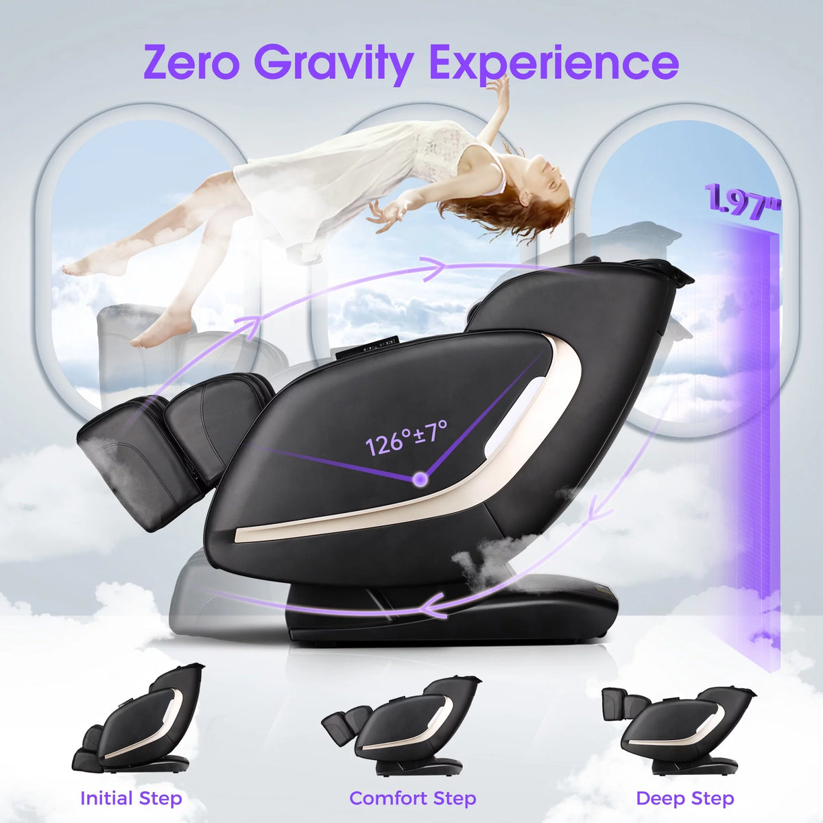 4D Full Body Massage Chair Zero Gravity Shiatsu Recliner with Heat Black H211