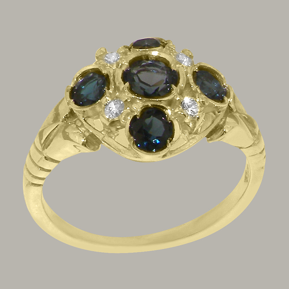 14k Yellow Gold London Blue Topaz Diamond Statement Ring F126992