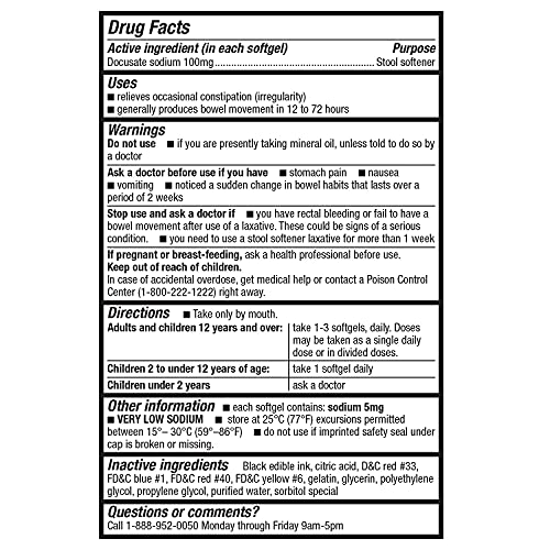 400 Counts Docusate Sodium 100mg Capsules H460983