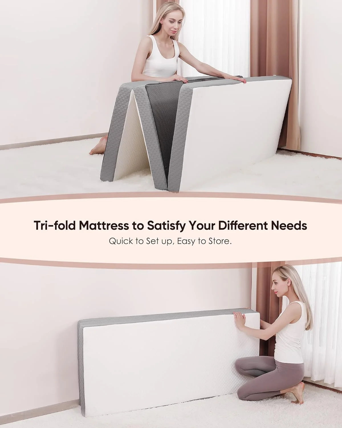 Twin Size 4 inch Foldable Memory Foam Mattress with Washable Cover P894995