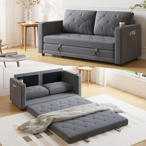 Beige 3-in-1 Full Size Pull Out Sleeper Sofa M4930