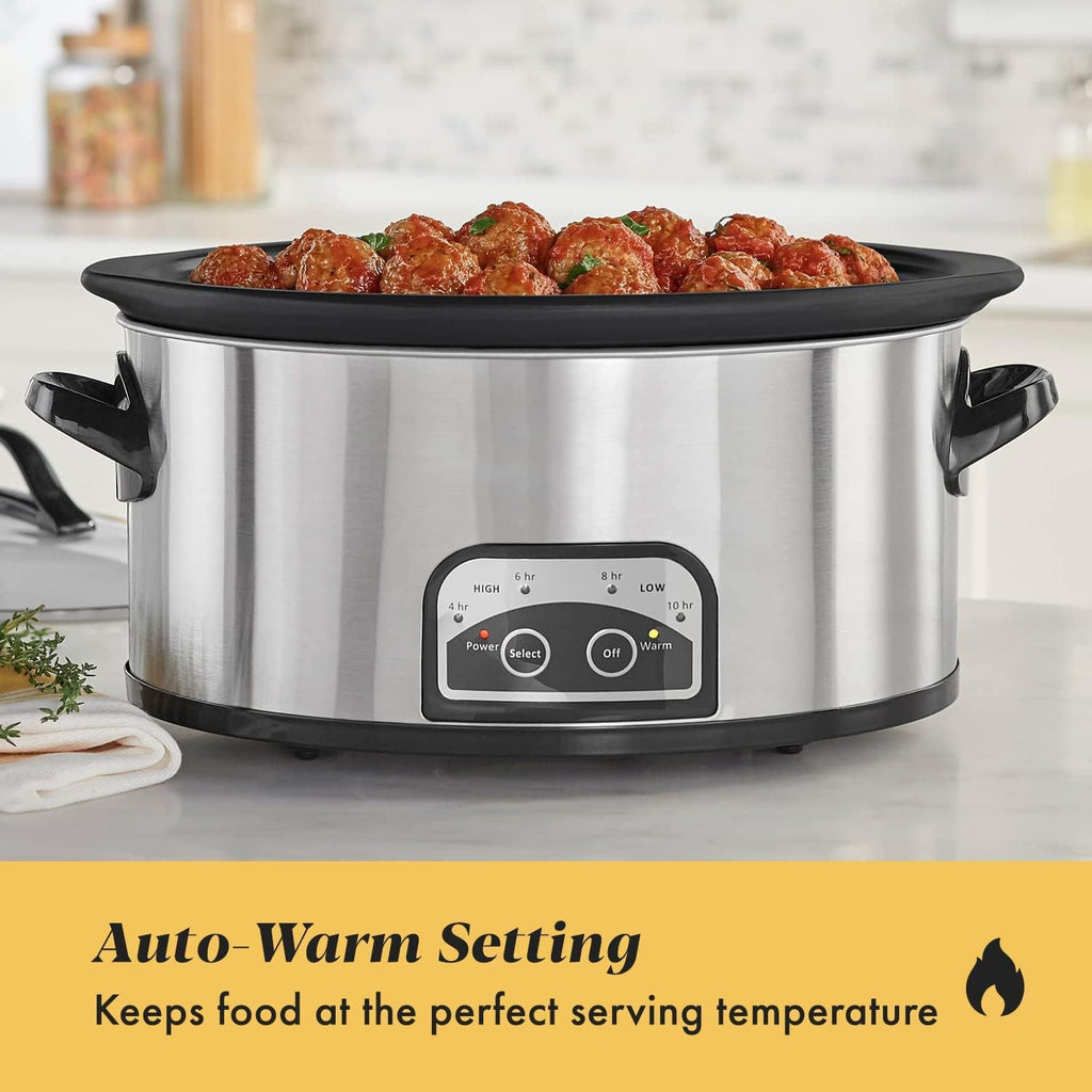 6 Quart Electric Slow Cooker Stainless Steel Y6886