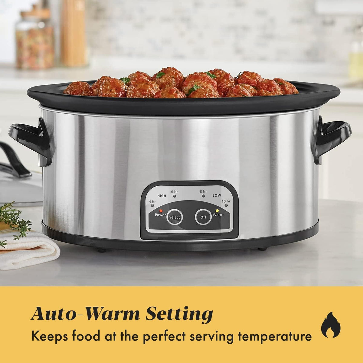 6 Quart Electric Slow Cooker Stainless Steel Y6886