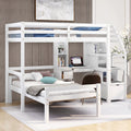 Wood Twin Bunk Loft Bed with Desk, Drawers and Shelf, White P382033