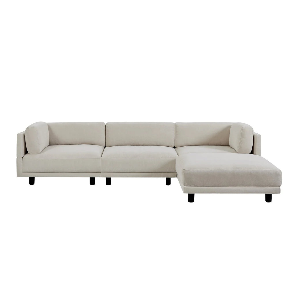 Beige Upholstery Convertible Sectional Sofa with Reversible Chaise D9835