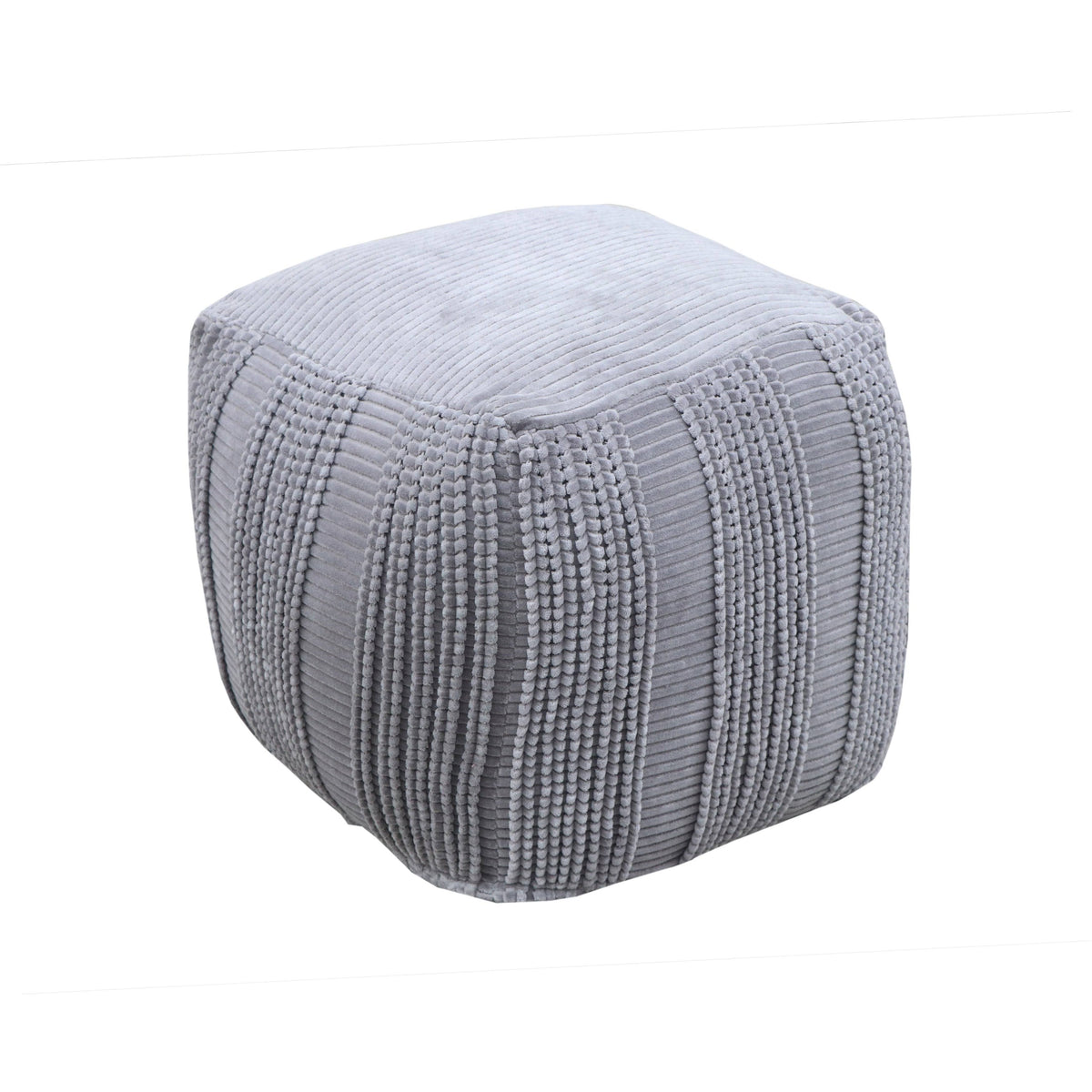 Cotton Upholstered Striped Ottoman B516
